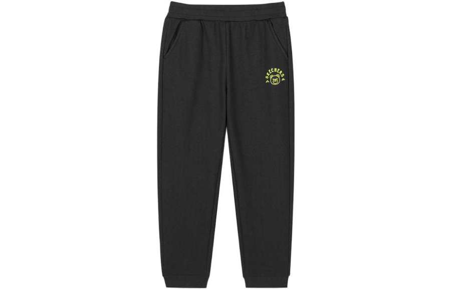 Skechers Knitted Sweatpants Cartoon Print Elastic Waistband Thickened And Fleece Lined Elastic Cuff Casual Carbon Black