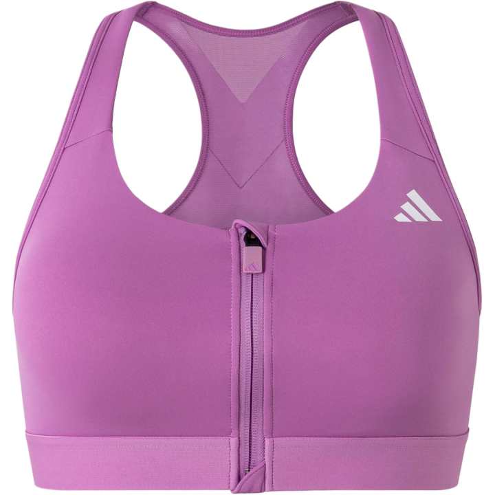 Adidas Adidas Powerreact Medium Support Zip Bra Sports Underwear Women's Purple