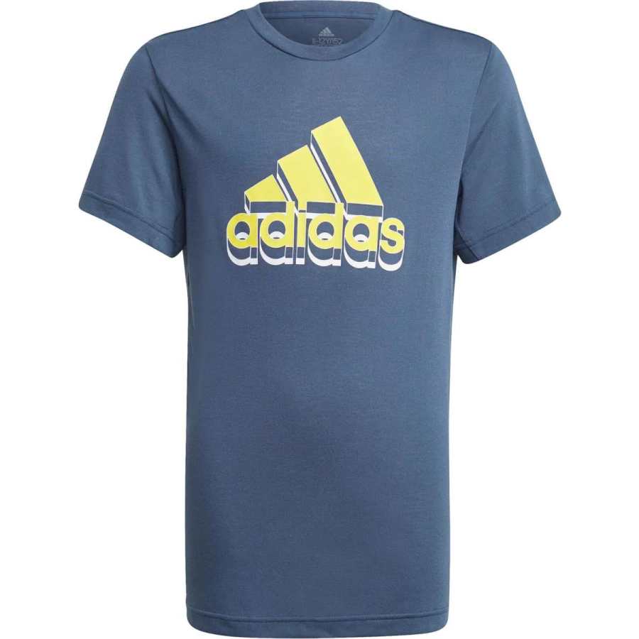Adidas Adidas AEROREADY T Shirt Marine Blue/Acid Yellow Children Aged 3 7 Years Old