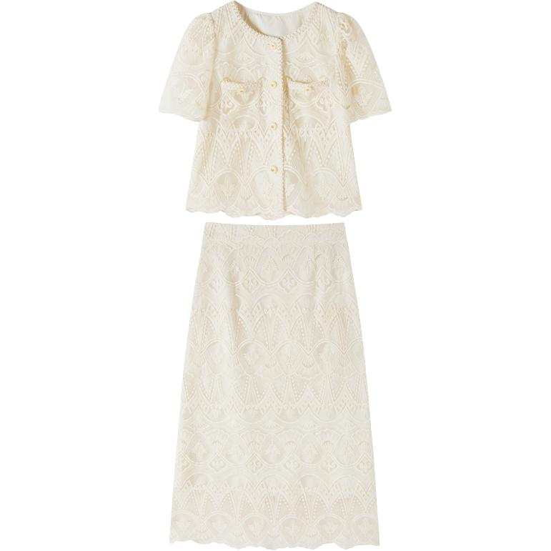 XIANGYING Skirt Set Women's Ecru