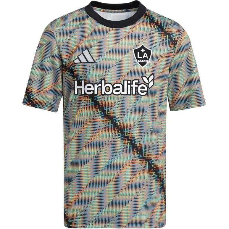 Adidas Adidas LA GalaxyAEROREADY FW24 Hispanic Celebration Pre Match Jersey Kids T Shirt Dark Green Teenagers