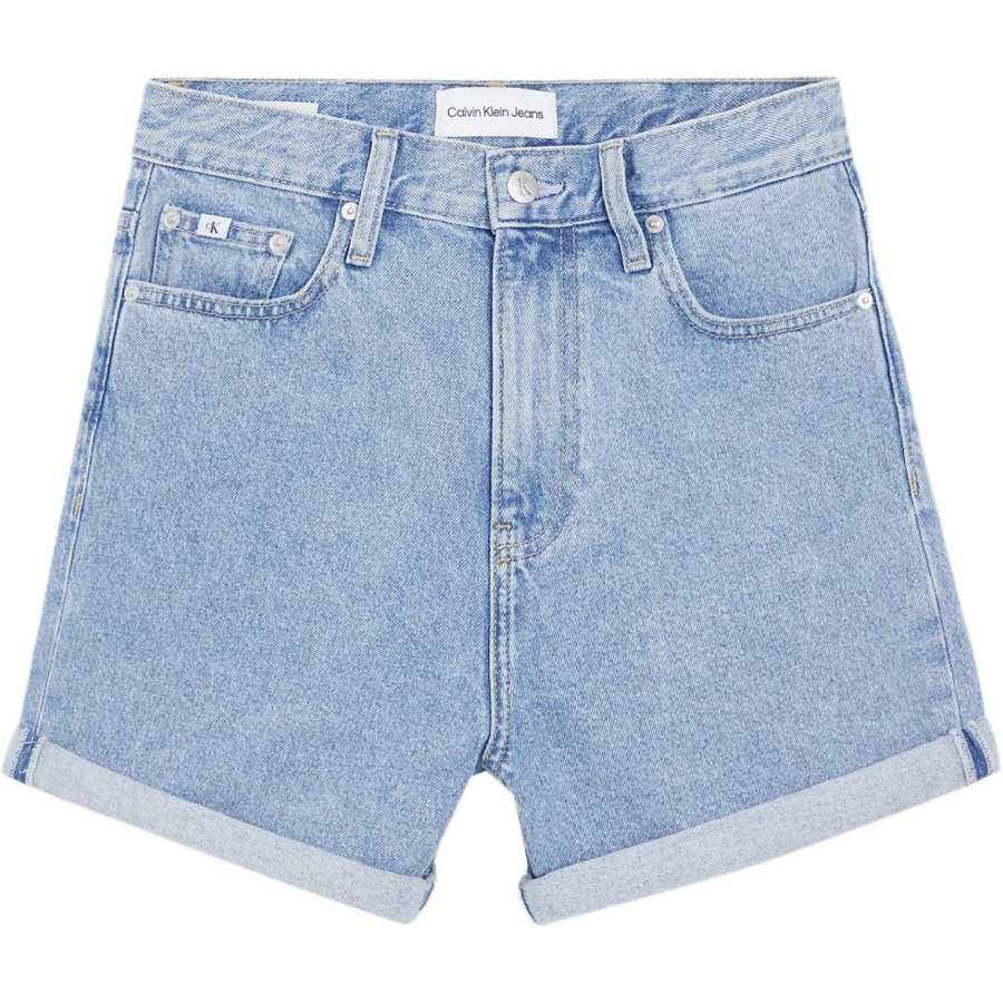 CALVIN KLEIN Denim Shorts Europe Version Women's Light Blue