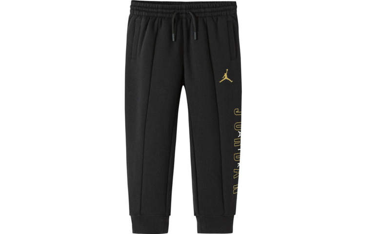 Jordan Jordan Solid Color, Fleece Lined, Gold Label, Thermal Casual Pants Kids' Jet Black