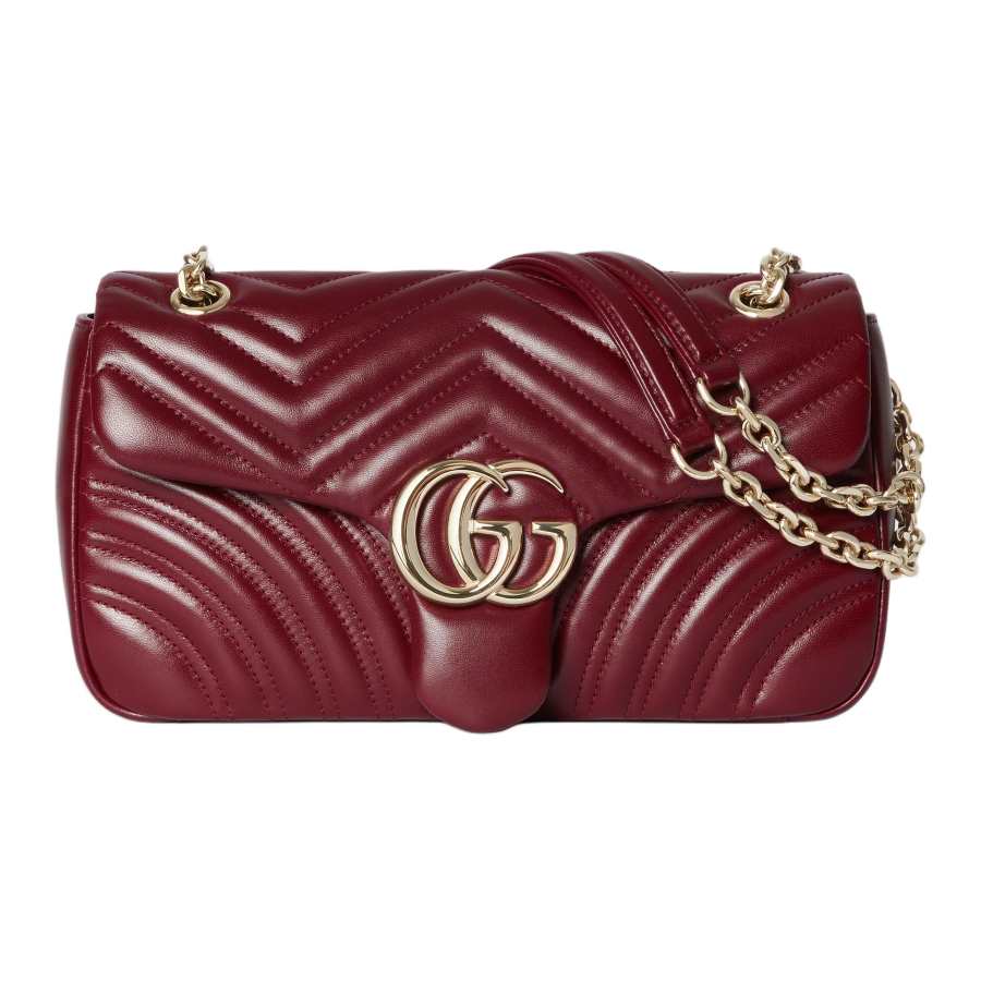 GUCCI GG Marmont Calfskin Shoulder Bag Medium Women's Red
