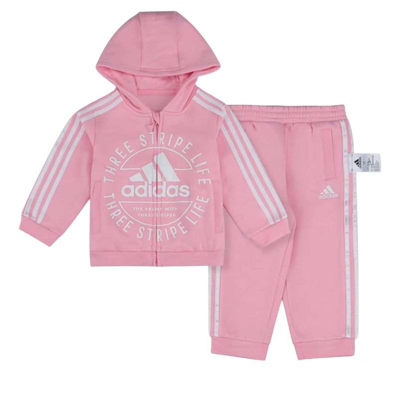 Adidas Adidas Casual Sportswear Hooded Long Sleeved Fleece Lined Top With Stripes, Comfortable Fashion Pants Pink