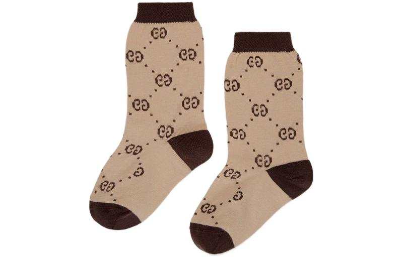 GUCCI Mid Calf Socks Brown Kids'