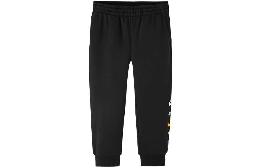 Nike Nike Knitted Sweatpants Pants Natural Waist Letter Print Thermal Fleece Lined Black Kids'