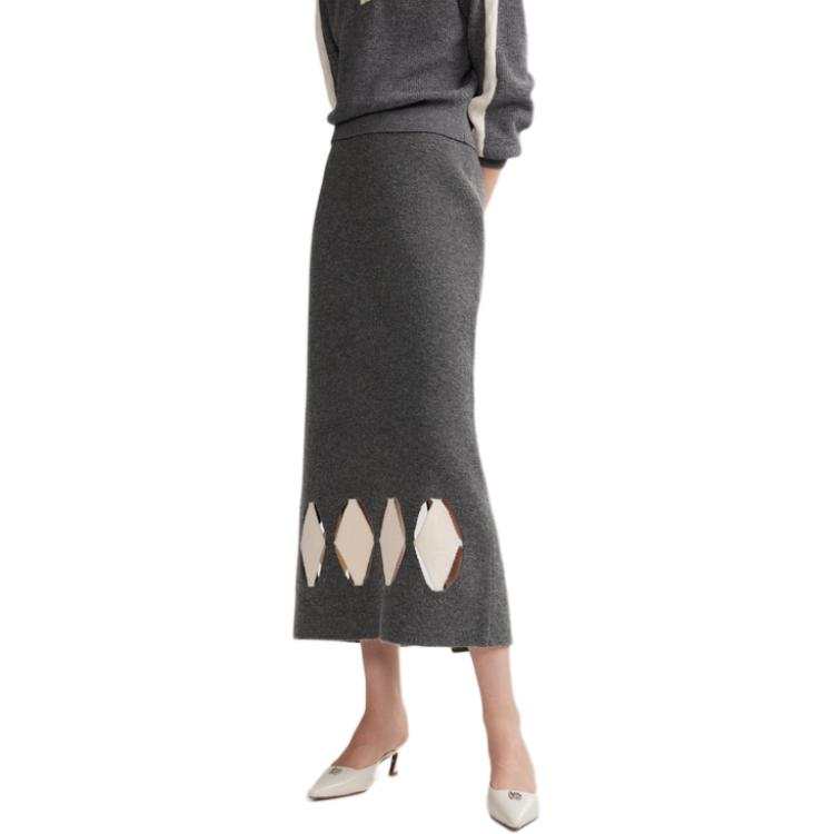 ELLE Casual Long Skirt Women's Gray
