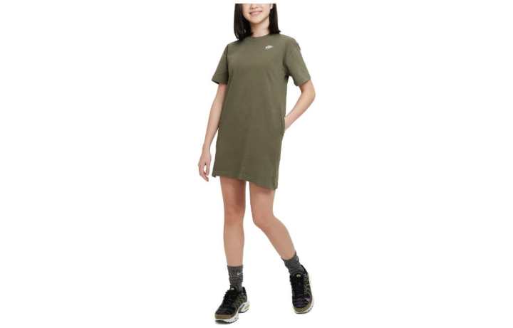 Nike Nike Letter Solid Color Moderate Children's Dress Summer Kids' Olive