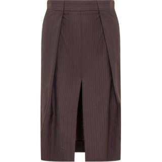 Victoria Beckham Pinstriped Front Slit Midi Skirt