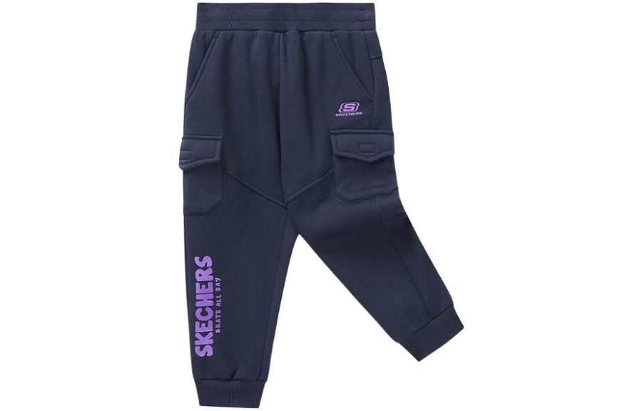 Skechers Knitted Sweatpants Thickened And Fleece Lined Letter Print Casual Pants Kids'