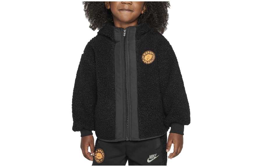 Nike Nike Kids' Top Sportswear Outdoor Adventure Color Block Hooded Zippers Fleece Lined Casual Baby Jacket Black