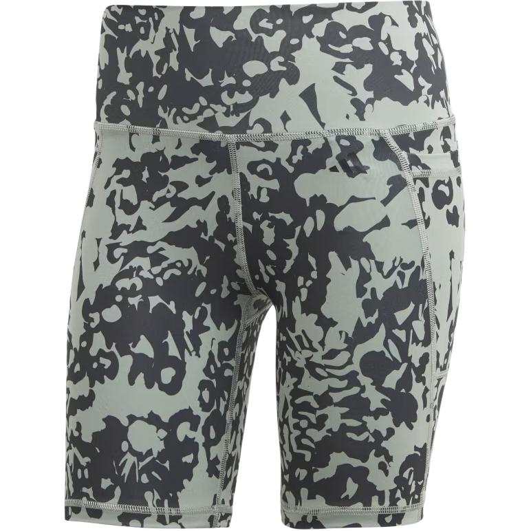 Adidas Adidas OPTIME STASH POCKET TRAINING FLORAL PRINT SHORT LEGGINGS Sports Shorts Women's Silver Green
