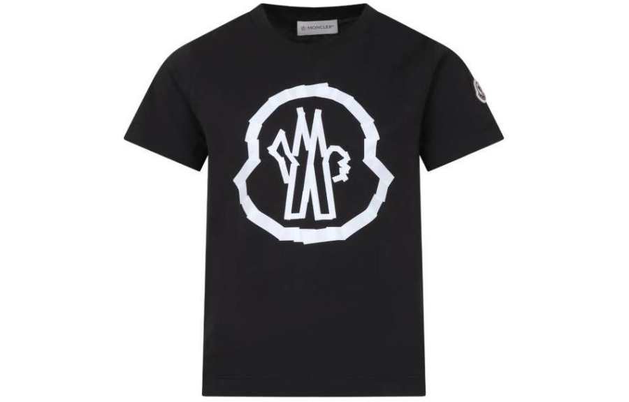 Moncler T Shirt Embellished With A Printed Logo Motif Black Kids'