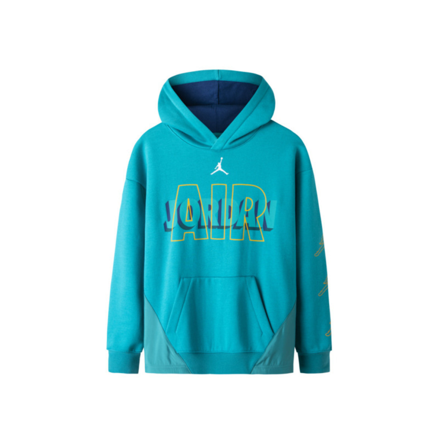Jordan Jordan Letter Print Loose Fit Thickened And Fleece Lined Hooded Sweatshirt Jadeite Green Teenagers