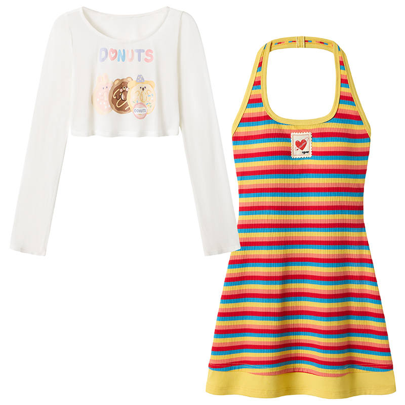 FABRIC PIG Two Piece Skirt Sets Women's Crew Neck Moderate Short