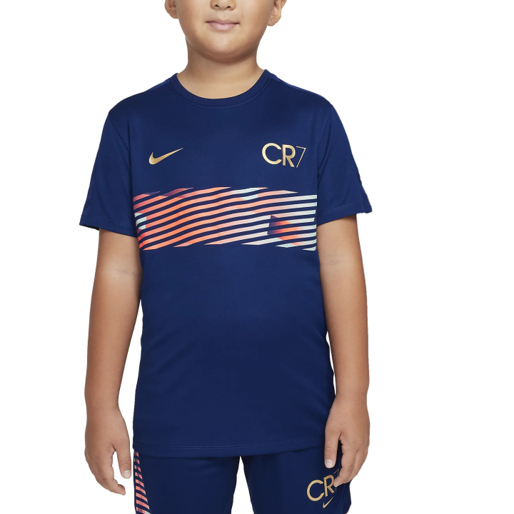 Nike Nike CR7Academy T Shirt Vacuum Blue/Vacuum Blue/Metal Gold Teenagers