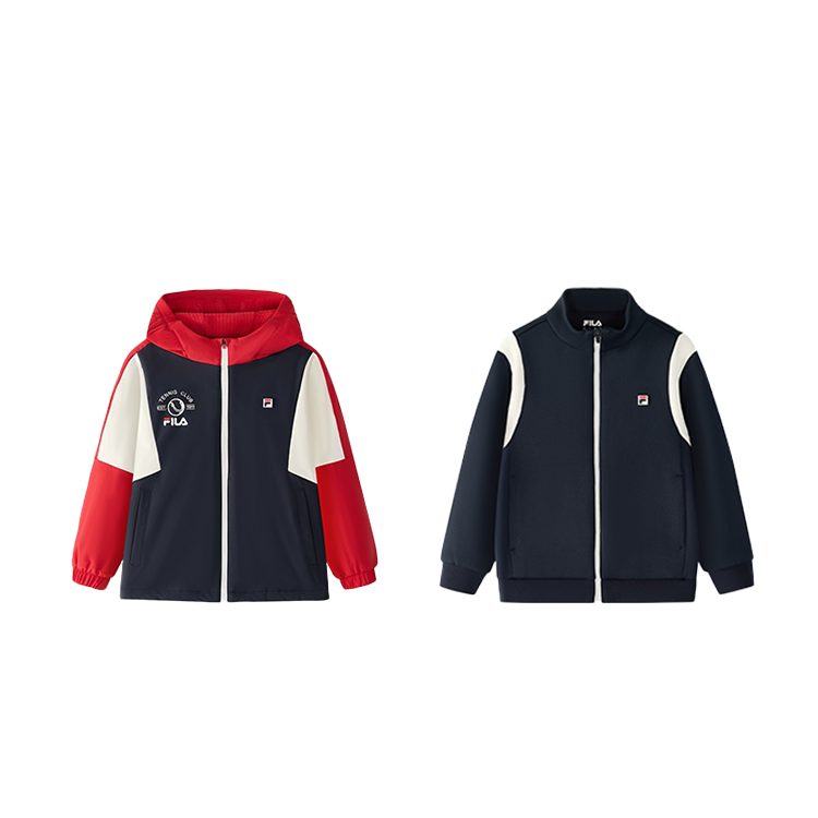 FILA KIDS Casual Sportswear PERFORMANCE Collection, Hooded Waterproof Fleece Lined Thermal Long Sleeved Royal Blue
