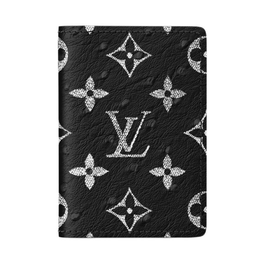 LOUIS VUITTON Leather Card Holder Men's Black