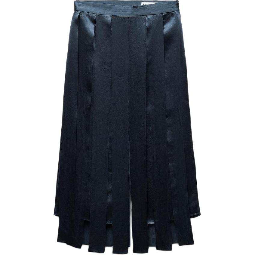 ZARA ZW Casual Long Skirt Women's Dark Blue