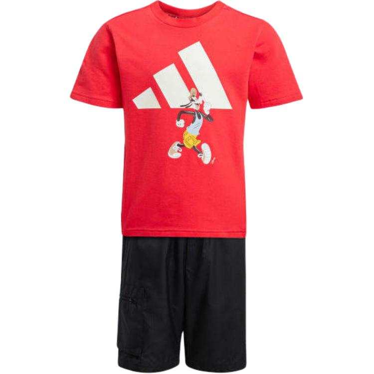 Adidas Adidas Kids' Apparel Logo Crew Neck Pullover Short Sleeved Straight Fit Casual Sportswear Kids'