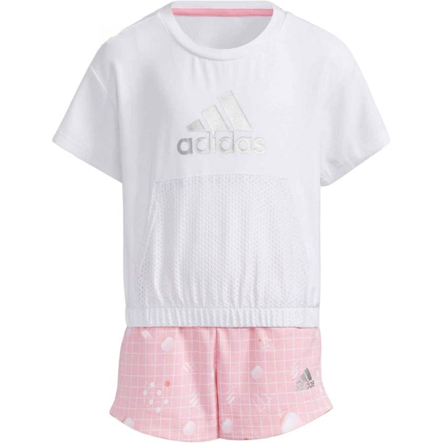 Adidas Adidas Casual Sportswear White Pink Children Aged 3 7 Years Old