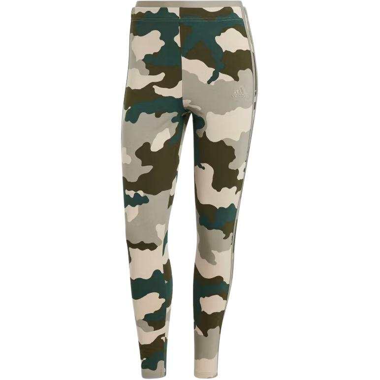 Adidas Adidas Women's Essentials 3 Stripes Camo Print 7/8 Length Leggings Silver Pebble