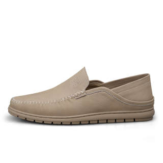 GESHISHI Casual Leather Shoes Men's Low Top Khaki/Sand
