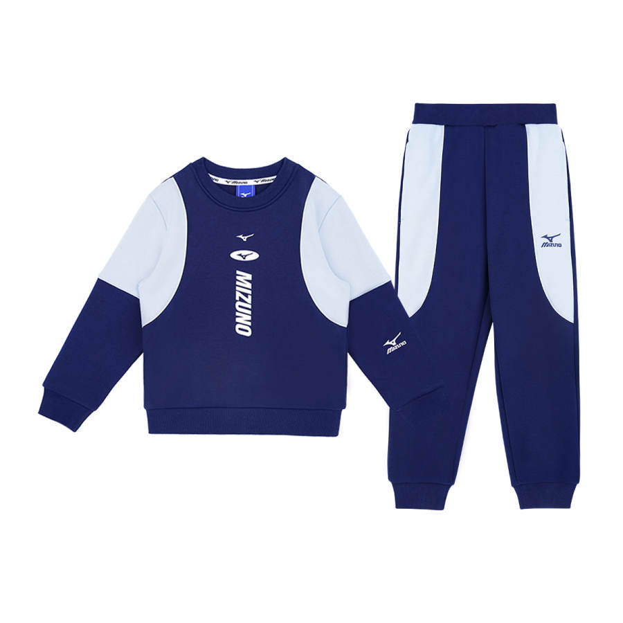 Mizuno Kids Casual Sportswear Crew Neck Thickened And Fleece Lined