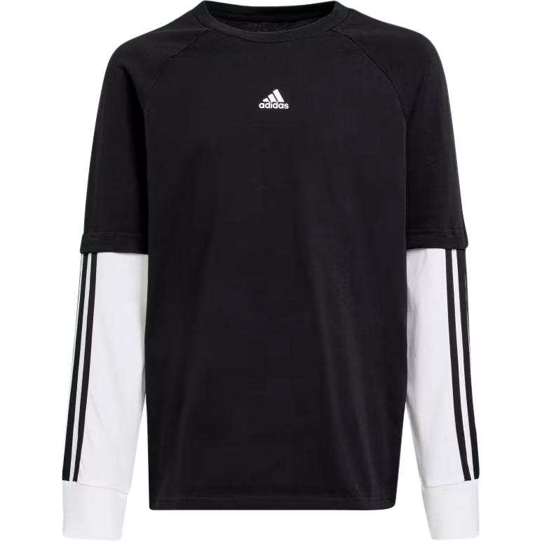 Adidas Adidas Street Jam 2 in 1 Long Sleeve Tee Kids T Shirt Black Teenagers