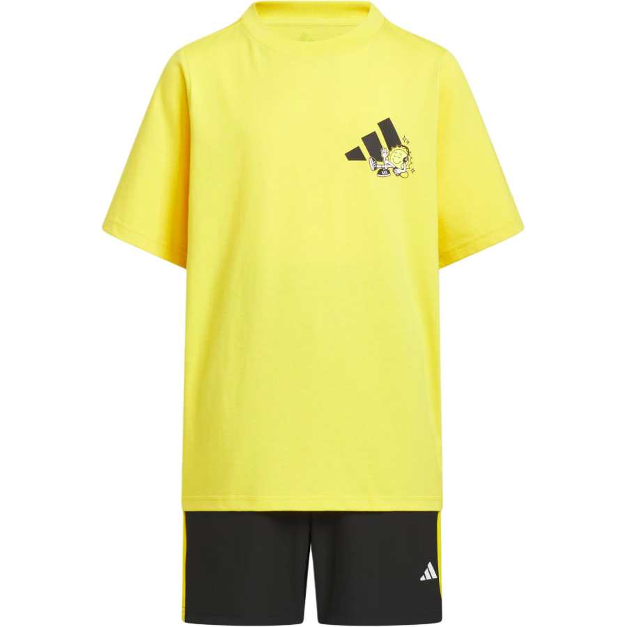 Adidas Adidas Casual Sportswear GRAPHIC TEE SET Yellow/Black Children Aged 3 7 Years Old