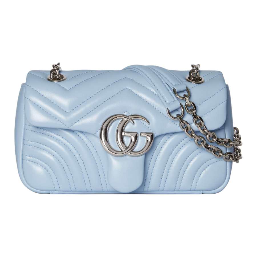 GUCCI GG Marmont Lambskin Shoulder Bag Small Women's Light Blue