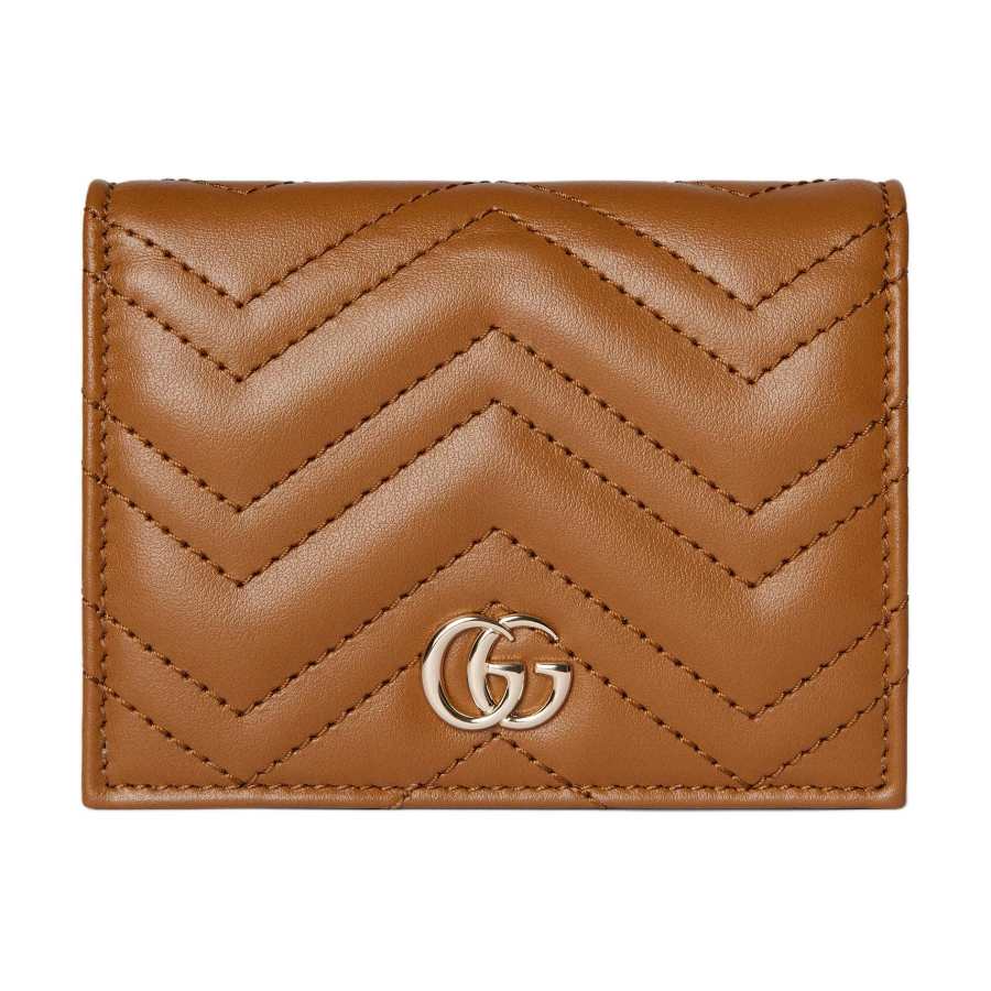 GUCCI GG Marmont Leather Wallet Mini Women's Brown