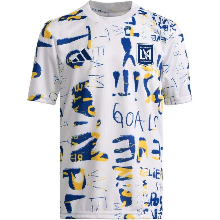 Adidas Adidas Los AngelesAEROREADY FW24 FC MLS Kick Childhood Cancer Pre Match T Shirt Mixed White Teenagers