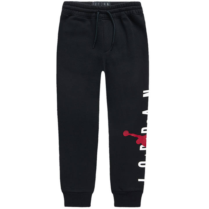 Jordan Jordan Logo Letter Print Elastic Waistband Elastic Cuff Thickened And Fleece Lined Knitted Sweatpants Kids' Black