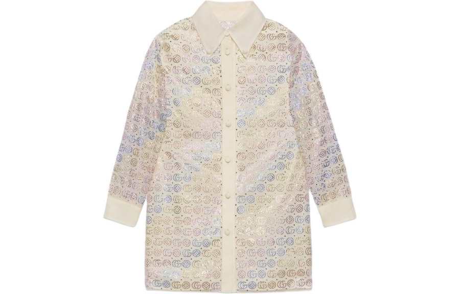 GUCCI Dress Kids' Apparel Children's Silk Organza Dress With Crystals Ivory Kids'