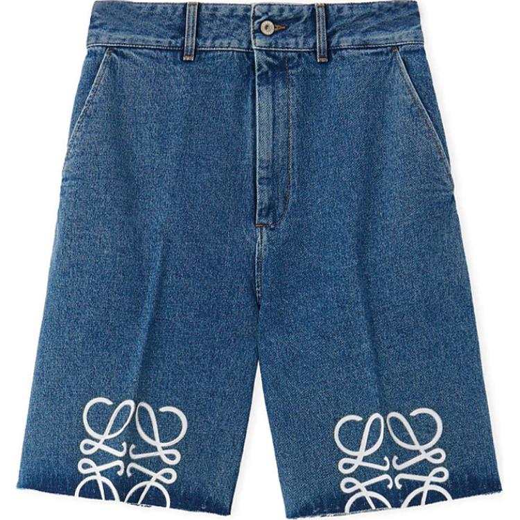 LOEWE Anagram embroidered Wide leg Denim Shorts