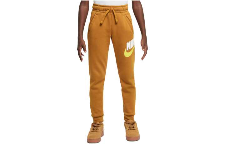 Nike Nike Knitted Sweatpants Logo Embroidery Fleece Lined Elastic Cuff Desert Yellow Brown Kids'