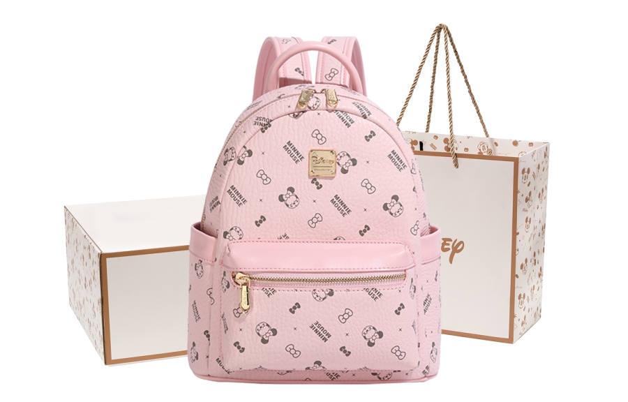 Disney Minnie PVC Polyvinyl Chloride University Student Small Backpack Regular Women's Pink/Ecru