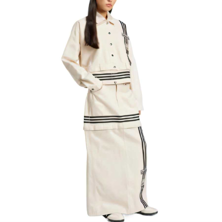 Adidas Originals SS25 Casual Long Skirt Women's Natural Denim Beige Yellow