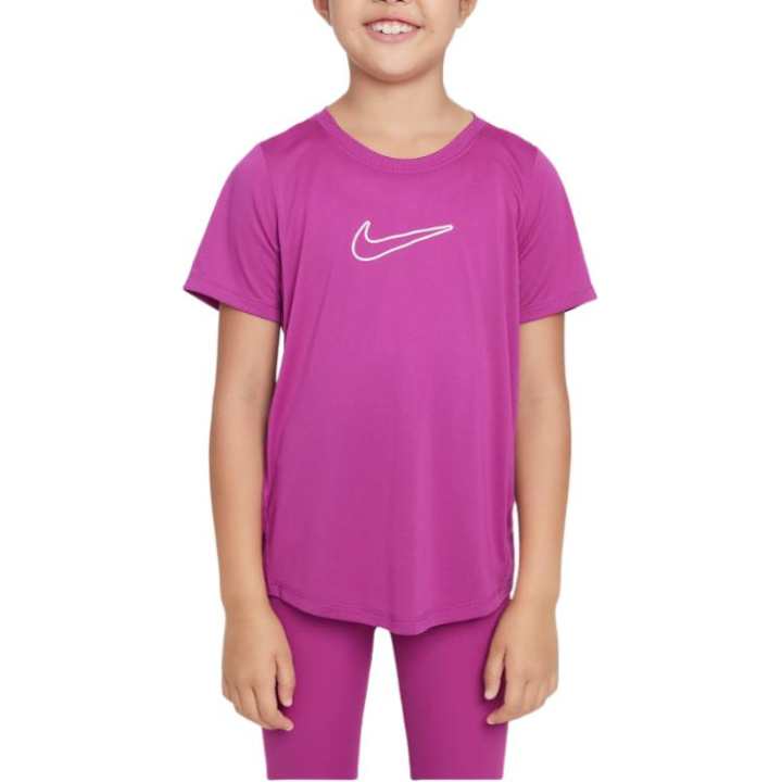 Nike Nike T Shirt Dri FIT Short Sleeve Top Fuchsia Kids'