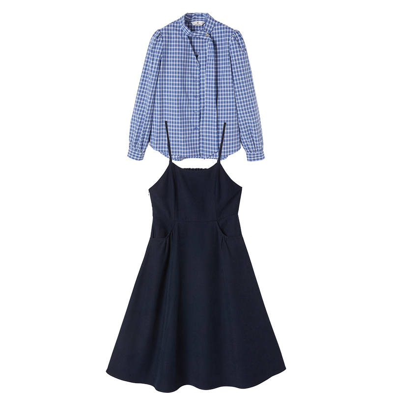 XIANGYING Skirt Set Women's Navy Blue