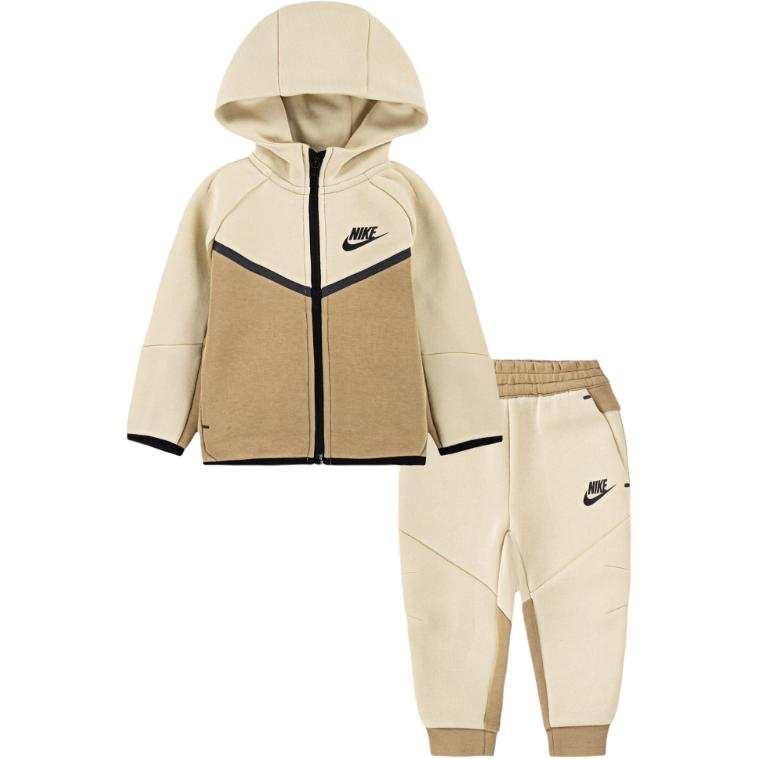 Nike Nike Kids' Apparel Logo Hooded Long Sleeved Casual Sportswear Light Khaki Infant And Toddler