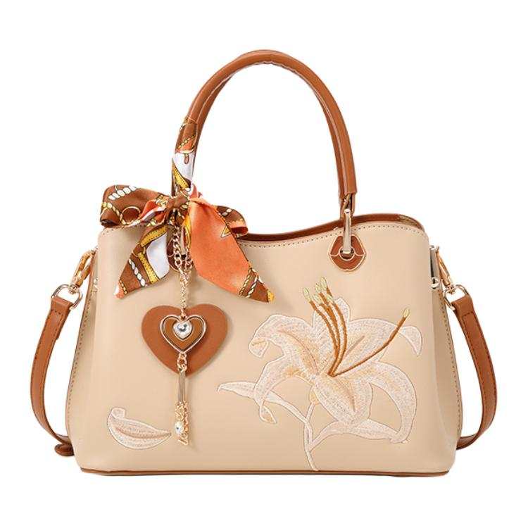 PAYOT Microfiber Synthetic Leather Shoulder Bag, Handbag Women's Apricot