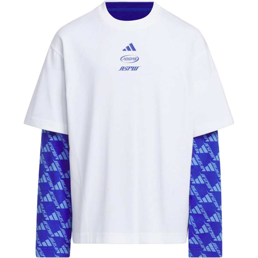 Adidas Adidas T Shirt White/Semi Fluorescent Blue Teenagers