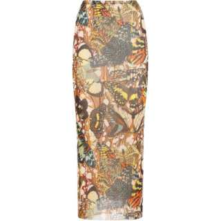 Jean Paul Gaultier Butterfly Print Long Skirt