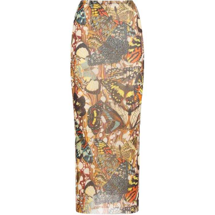Jean Paul Gaultier Butterfly Print Long Skirt