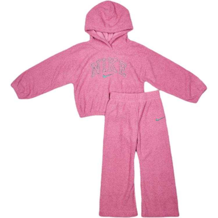 Nike Nike Kids' Apparel, Letter Hooded Long Sleeved Mid Rise Elastic Straight Fit Casual Sportswear Pink Kids'
