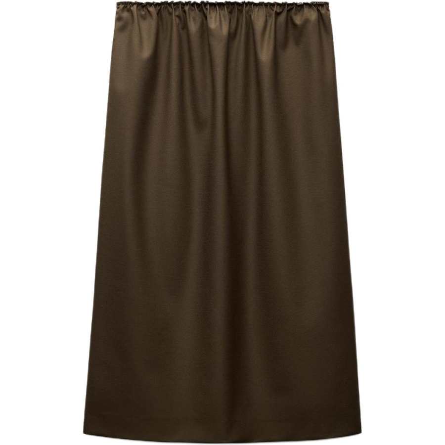 ZARA ZW Casual Long Skirt Women's Dark Khaki