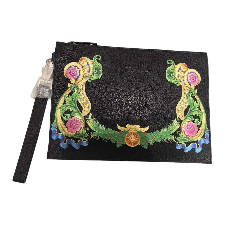 VERSACE VERSACE Cow Leather Clutch Large Unisex Black
